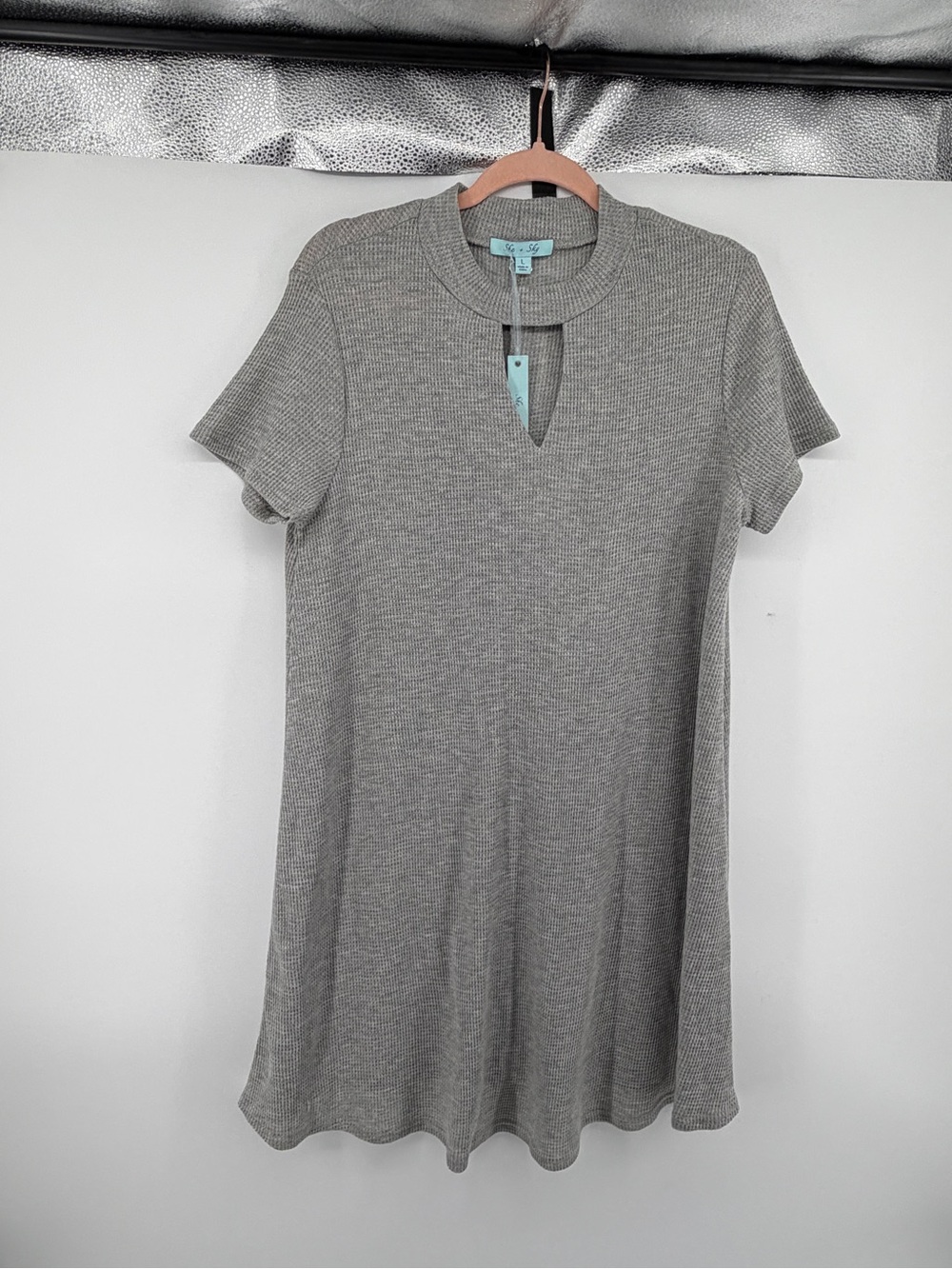 SkytoSky Gorpcore Normcore Clean Comfort Heather Gray Ribbed T-Shirt Dress SzL
